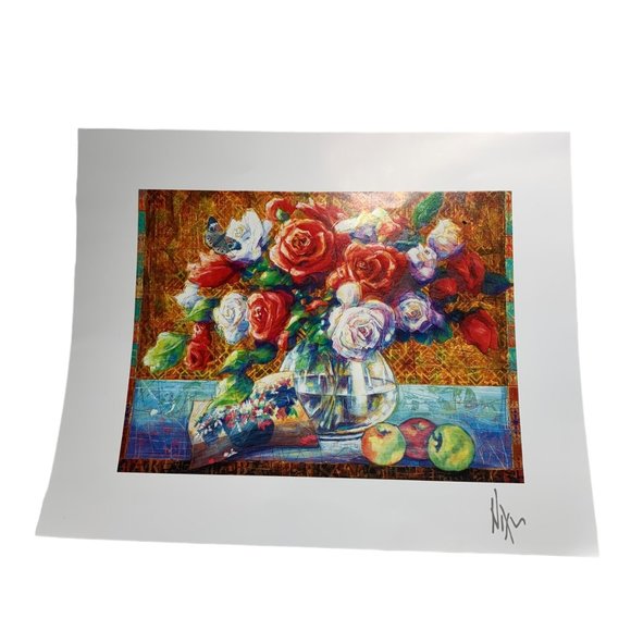 Peter Nixon Lithograph Floral Arrangement in Vase - Picture 5 of 10